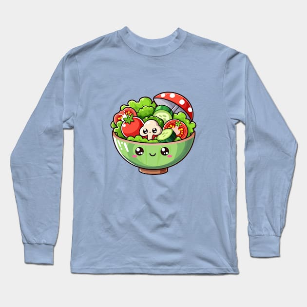 Cute Healthy Vegetable Salad Long Sleeve T-Shirt by Arief Uchiha